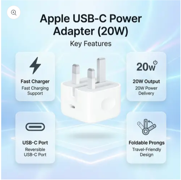 Apple 20W USB-C Power Adapter – Original Fast Charger for iPhone & iPad